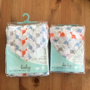 Aden + Anais muslin crib sheet & changing pad